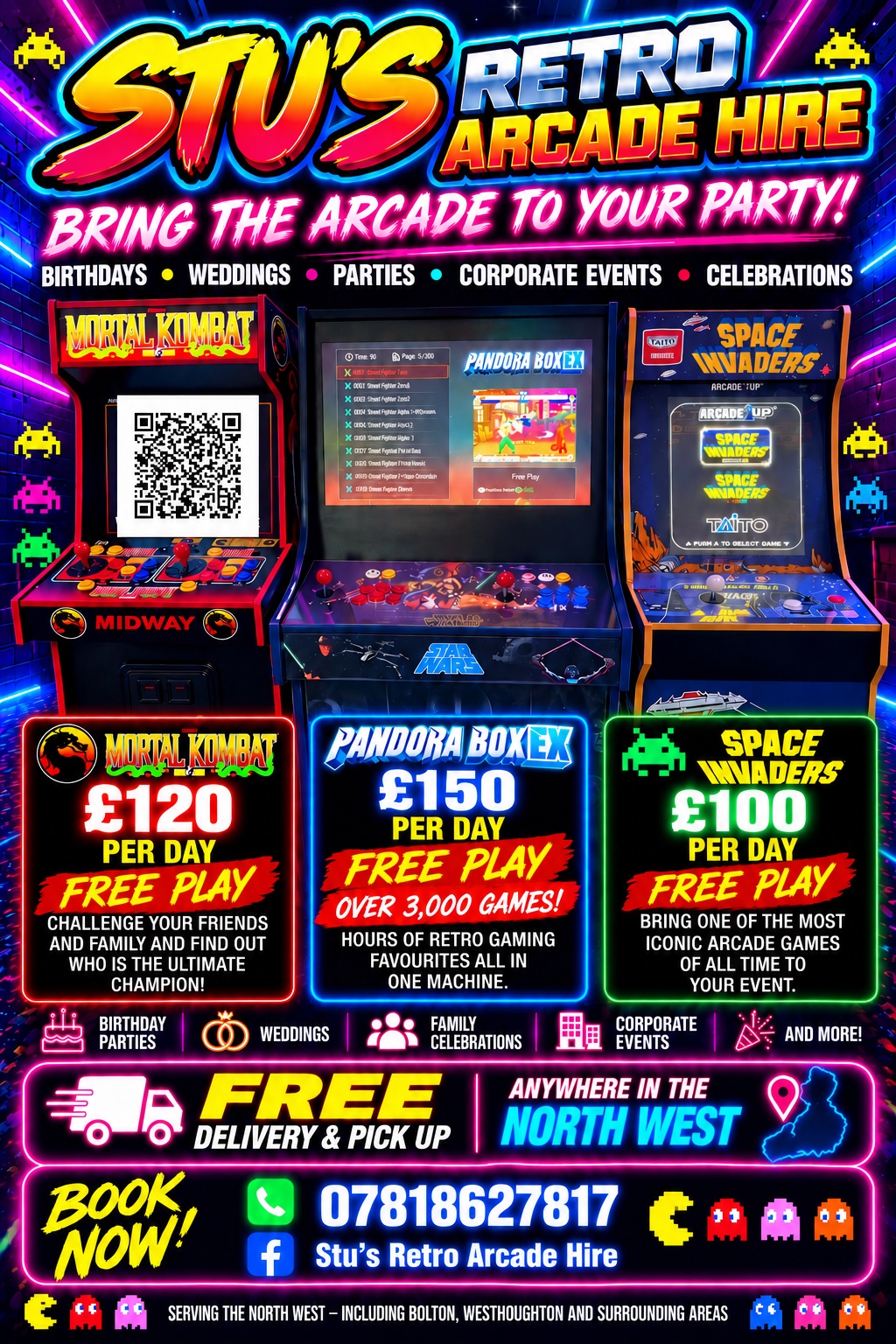 Stu's Retro Arcade Hire promotional poster